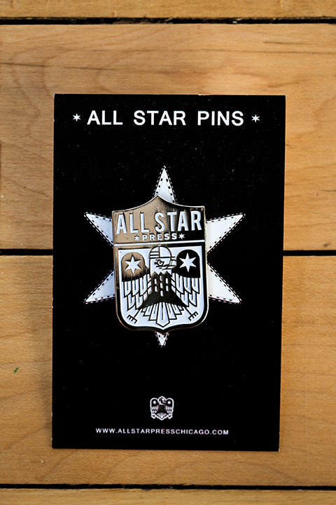 "All Star Press Logo in Silver" Pin by All Star Press