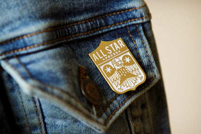 "All Star Press Logo In Gold" Pin by All Star Press