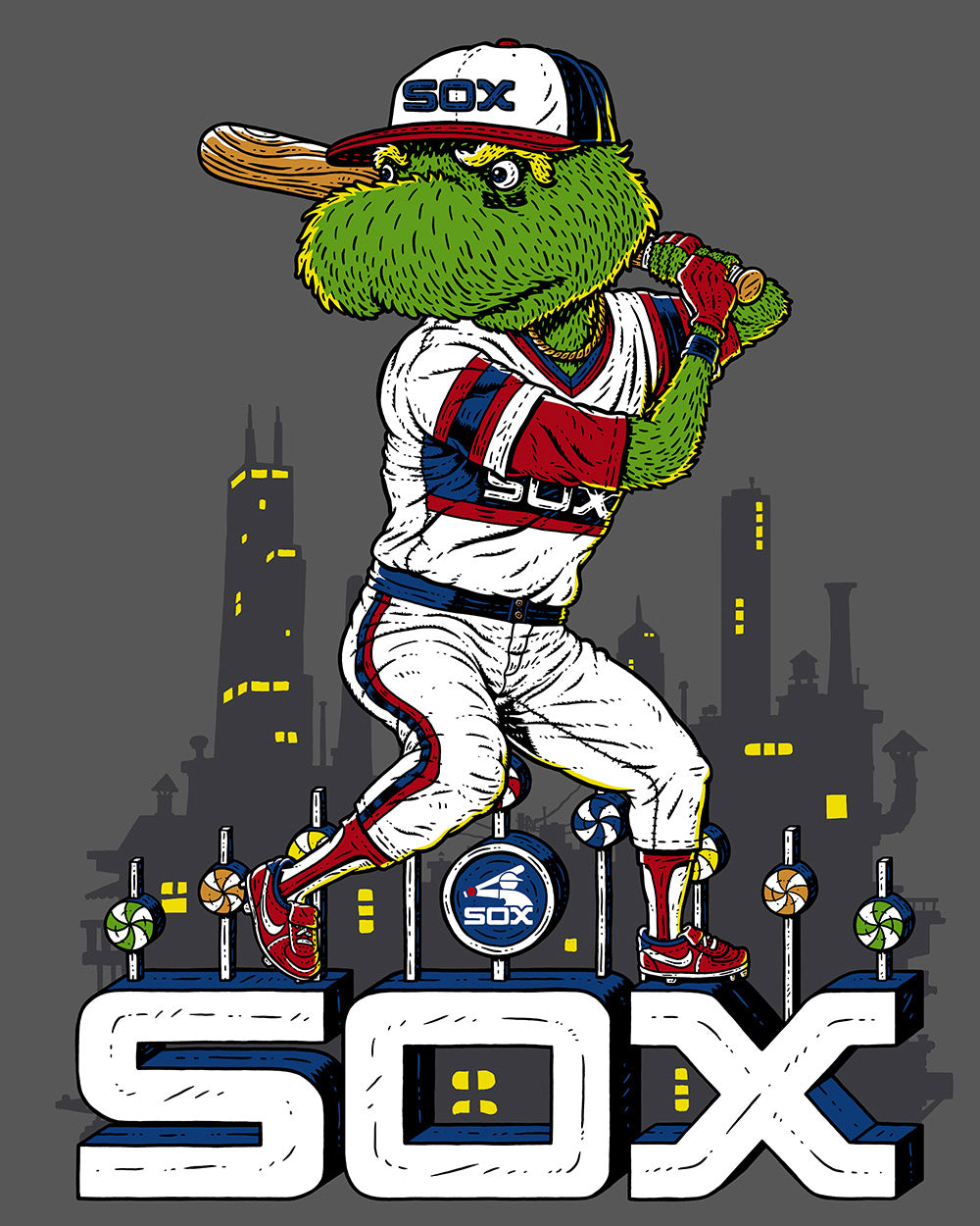 Chicago White Sox Southpaw Mascot Wrap Around T-Shirt Vintage Adult XL