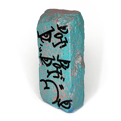 "Hand Embellished Aqua Brick 1" by JC Rivera